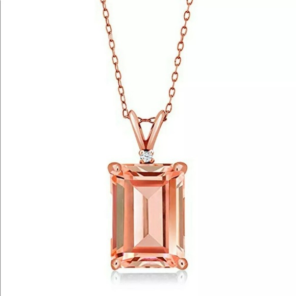 18k Rose gold plated morganite pendant - Picture 2 of 8